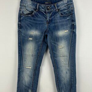 Only Jeans Waist 31in Blue Elastic Ankle Inseam 30in Rise 7.5in Cotton 5 Pocket